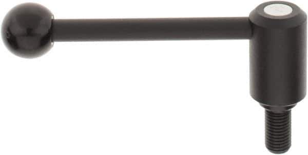 KIPP - M16 x 2.0, 1.3" Hub Diam, Steel Threaded Stud Adjustable Tension Lever with 0° Handle - 1.18" Stud Length, 5.3" OAL, 1.85" High - Industrial Tool & Supply