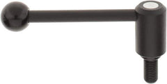 KIPP - M16 x 2.0, 1.3" Hub Diam, Steel Threaded Stud Adjustable Tension Lever with 0° Handle - 1.18" Stud Length, 5.3" OAL, 1.85" High - Industrial Tool & Supply