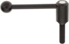 KIPP - M16 x 2.0, 1.3" Hub Diam, Steel Threaded Stud Adjustable Tension Lever with 0° Handle - 2.36" Stud Length, 5.3" OAL, 1.85" High - Industrial Tool & Supply