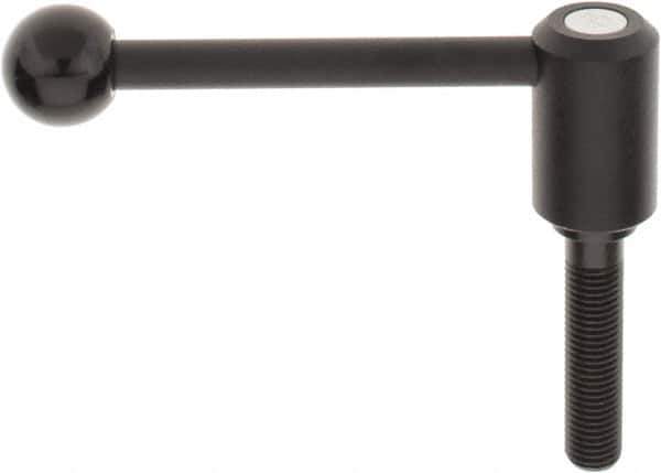 KIPP - M16 x 2.0, 1.3" Hub Diam, Steel Threaded Stud Adjustable Tension Lever with 0° Handle - 2-3/4" Stud Length, 5.3" OAL, 1.85" High - Industrial Tool & Supply