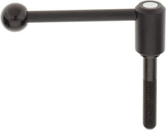 KIPP - M16 x 2.0, 1.3" Hub Diam, Steel Threaded Stud Adjustable Tension Lever with 0° Handle - 3.54" Stud Length, 5.3" OAL, 1.85" High - Industrial Tool & Supply