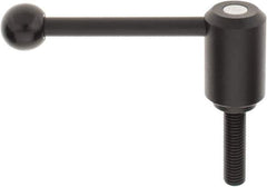 KIPP - 5/8-11, 1.61" Hub Diam, Steel Threaded Stud Adjustable Tension Lever with 0° Handle - 2.36" Stud Length, 5.3" OAL, 2.22" High - Industrial Tool & Supply
