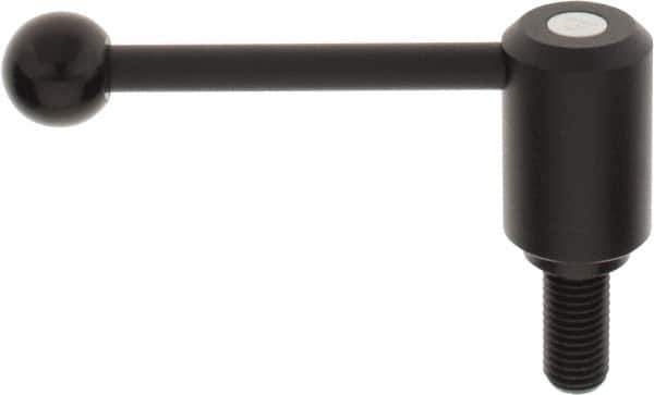 KIPP - 3/4-10, 1.61" Hub Diam, Steel Threaded Stud Adjustable Tension Lever with 0° Handle - 1.57" Stud Length, 5.3" OAL, 2.22" High - Industrial Tool & Supply