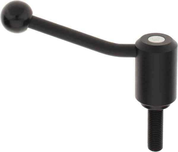 KIPP - M16 x 2.0, 1.61" Hub Diam, Steel Threaded Stud Adjustable Tension Lever with 20° Handle - 1.97" Stud Length, 5.06" OAL, 3.52" High - Industrial Tool & Supply
