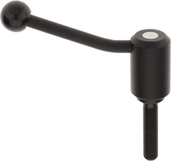 KIPP - M16 x 2.0, 1.61" Hub Diam, Steel Threaded Stud Adjustable Tension Lever with 20° Handle - 2-3/4" Stud Length, 5.06" OAL, 3.52" High - Industrial Tool & Supply