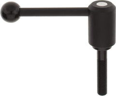 KIPP - M16 x 2.0, 1.61" Hub Diam, Steel Threaded Stud Adjustable Tension Lever with 0° Handle - 3.15" Stud Length, 5.3" OAL, 2.22" High - Industrial Tool & Supply