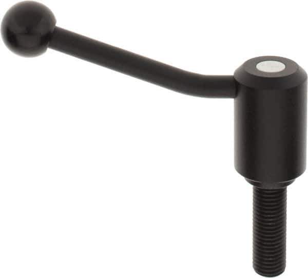 KIPP - M20 x 2.5, 1.61" Hub Diam, Steel Threaded Stud Adjustable Tension Lever with 20° Handle - 2.36" Stud Length, 5.06" OAL, 3.52" High - Industrial Tool & Supply