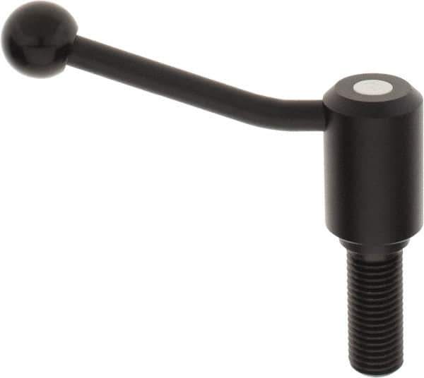 KIPP - M24 x 3.0, 1.61" Hub Diam, Steel Threaded Stud Adjustable Tension Lever with 20° Handle - 2.36" Stud Length, 5.06" OAL, 3.52" High - Industrial Tool & Supply
