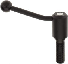 KIPP - M24 x 3.0, 1.61" Hub Diam, Steel Threaded Stud Adjustable Tension Lever with 20° Handle - 2-3/4" Stud Length, 5.06" OAL, 3.52" High - Industrial Tool & Supply