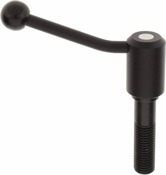 KIPP - M24 x 3.0, 1.61" Hub Diam, Steel Threaded Stud Adjustable Tension Lever with 20° Handle - 3.54" Stud Length, 5.06" OAL, 3.52" High - Industrial Tool & Supply