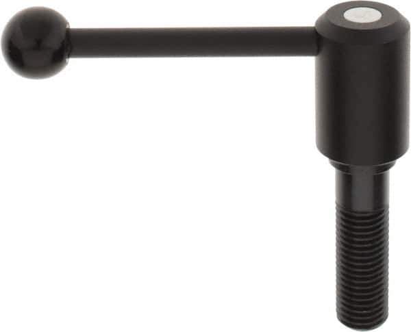 KIPP - M24 x 3.0, 1.61" Hub Diam, Steel Threaded Stud Adjustable Tension Lever with 0° Handle - 3.15" Stud Length, 5.3" OAL, 2.22" High - Industrial Tool & Supply