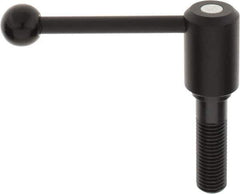 KIPP - M24 x 3.0, 1.61" Hub Diam, Steel Threaded Stud Adjustable Tension Lever with 0° Handle - 3.15" Stud Length, 5.3" OAL, 2.22" High - Industrial Tool & Supply