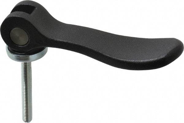 KIPP - #10-32, 0.59" Hub Diam, Black Powder Coat Cast Aluminum Adjustable Clamping Handle - 1.18" Stud Length - Industrial Tool & Supply