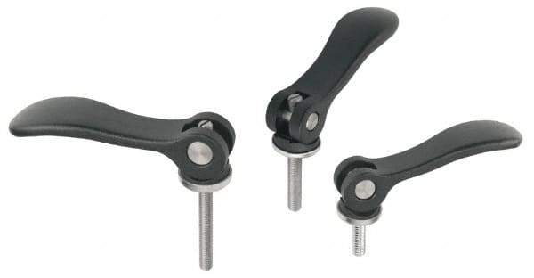 KIPP - M8 x 1.25, 0.94" Hub Diam, Black Powder Coat Aluminum (Stainless Steel Inserts) Adjustable Clamping Handle - 1.96" Stud Length - Industrial Tool & Supply