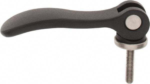 KIPP - #10-32, 0.59" Hub Diam, Black Powder Coat Aluminum (Stainless Steel Inserts) Adjustable Clamping Handle - 0.78" Stud Length - Industrial Tool & Supply