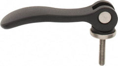 KIPP - #10-32, 0.59" Hub Diam, Black Powder Coat Aluminum (Stainless Steel Inserts) Adjustable Clamping Handle - 0.78" Stud Length - Industrial Tool & Supply