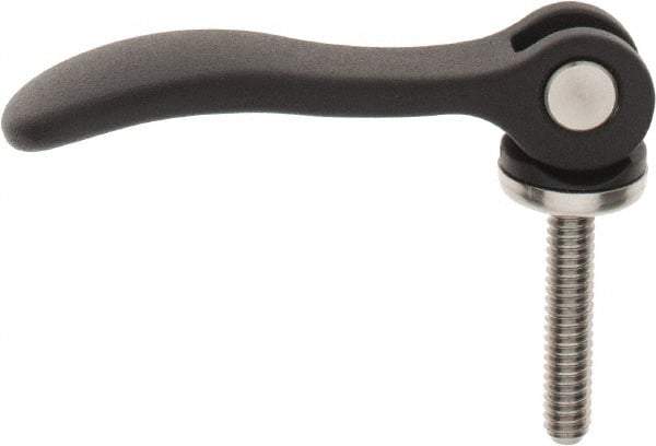 KIPP - 1/4-20, 0.59" Hub Diam, Black Powder Coat Aluminum (Stainless Steel Inserts) Adjustable Clamping Handle - 1.18" Stud Length - Industrial Tool & Supply