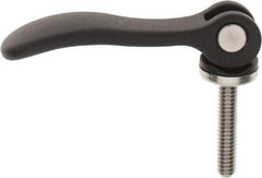 KIPP - 1/4-20, 0.59" Hub Diam, Black Powder Coat Aluminum (Stainless Steel Inserts) Adjustable Clamping Handle - 1.18" Stud Length - Industrial Tool & Supply
