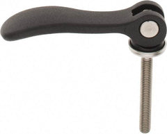 KIPP - M6 x 1.0, 0.59" Hub Diam, Black Powder Coat Aluminum (Stainless Steel Inserts) Adjustable Clamping Handle - 1.57" Stud Length - Industrial Tool & Supply