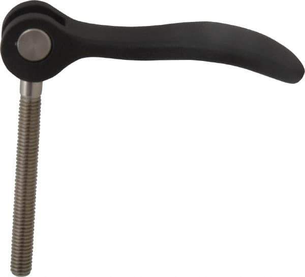 KIPP - M6 x 1.0, 0.59" Hub Diam, Black Powder Coat Aluminum (Stainless Steel Inserts) Adjustable Clamping Handle - 1.96" Stud Length - Industrial Tool & Supply