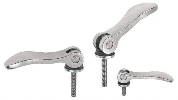 KIPP - M6 x 1.0, 0.59" Hub Diam, Stainless Steel Adjustable Clamping Handle - 1.96" Stud Length - Industrial Tool & Supply
