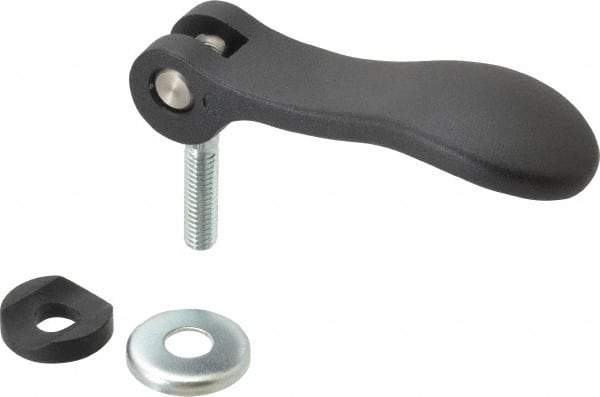 KIPP - 5/16-18, 0.94" Hub Diam, Black Powder Coat Cast Aluminum Adjustable Clamping Handle - 0.99" Stud Length - Industrial Tool & Supply