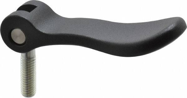 KIPP - 3/8-16, 0.94" Hub Diam, Black Powder Coat Cast Aluminum Adjustable Clamping Handle - 0.99" Stud Length - Industrial Tool & Supply