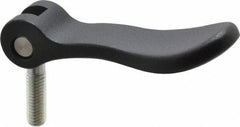 KIPP - 3/8-16, 0.94" Hub Diam, Black Powder Coat Cast Aluminum Adjustable Clamping Handle - 0.99" Stud Length - Industrial Tool & Supply