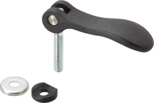 KIPP - 3/8-16, 0.94" Hub Diam, Black Powder Coat Cast Aluminum Adjustable Clamping Handle - 1.57" Stud Length - Industrial Tool & Supply