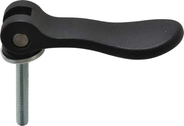 KIPP - M8 x 1.25, 0.94" Hub Diam, Black Powder Coat Cast Aluminum Adjustable Clamping Handle - 1.96" Stud Length - Industrial Tool & Supply