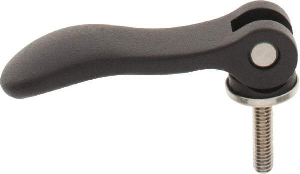 KIPP - 5/16-18, 0.94" Hub Diam, Black Powder Coat Aluminum (Stainless Steel Inserts) Adjustable Clamping Handle - 1.18" Stud Length - Industrial Tool & Supply