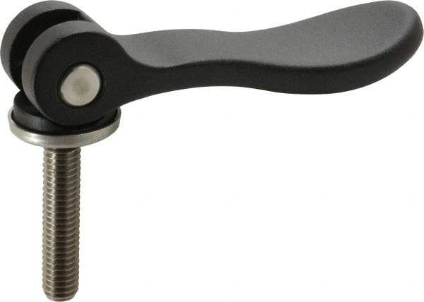 KIPP - 3/8-16, 0.94" Hub Diam, Black Powder Coat Aluminum (Stainless Steel Inserts) Adjustable Clamping Handle - 1.57" Stud Length - Industrial Tool & Supply