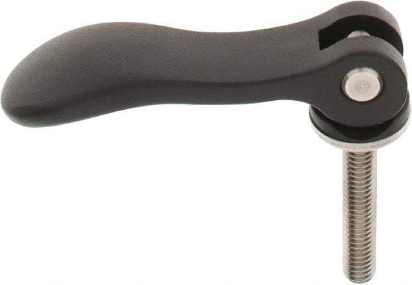 KIPP - 3/8-16, 0.94" Hub Diam, Black Powder Coat Aluminum (Stainless Steel Inserts) Adjustable Clamping Handle - 1.96" Stud Length - Industrial Tool & Supply