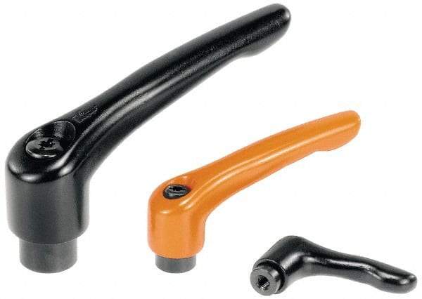 KIPP - #10-32, 0.51" Hub Diam, Zinc Die Cast (Stainless Steel Components) Tapped Insert Adjustable Clamping Handle - 1.85" OAL, 1.22" High, 0.35" Hole Depth - Industrial Tool & Supply