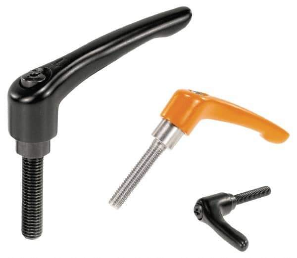 KIPP - #10-32, 0.55" Hub Diam, Zinc Die Cast (Steel Components) Threaded Stud Adjustable Clamping Handle - 1.77" Stud Length, 1.85" OAL, 1.22" High - Industrial Tool & Supply