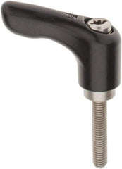 KIPP - #10-32, 0.55" Hub Diam, Zinc Die Cast (Stainless Steel Components) Stud Type Adjustable Clamping Handle - 0.98" Stud Length, 1.85" OAL, 1.22" High - Industrial Tool & Supply