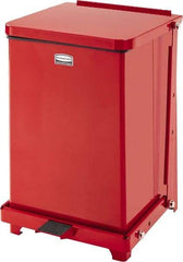 Rubbermaid - 7 Gal Square Unlabeled Trash Can - 17" High x 12" Long x 12" Wide, Red, Stainless Steel - Industrial Tool & Supply