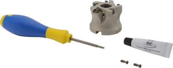 Iscar - 5 Inserts, 2" Cut Diam, 3/4" Arbor Diam, 0.118" Max Depth of Cut, Indexable Square-Shoulder Face Mill - 0/90° Lead Angle, 1.57" High, HTP LN.. 1006 Insert Compatibility, Through Coolant, Series TangPlunge - Industrial Tool & Supply