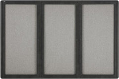 Quartet - 72" Wide x 48" High Enclosed Cork Bulletin Board - Gray - Industrial Tool & Supply
