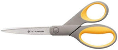 Clauss - 3-1/4" LOC, 8" OAL Titanium Standard Shears - Ambidextrous, Straight Handle, For General Purpose Use - Industrial Tool & Supply