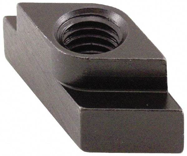 Jergens - 3/8-16 Tapped Through Quarter Turn T Slot Nut - 0.495" Slot Width, 1/2 x 9/32" Base Width x Height, 7/8 x 1/2" OAL x Height - Industrial Tool & Supply