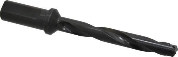 Allied Machine and Engineering - Series 1, 45/64 to 15/16" Diam, 1" Diam Straight Shank with Flange, Helical Flute Spade Drill - 4-5/8" Max Depth, 6-15/64" Body Length, 8-3/8" OAL, Intermediate Length, Through Coolant - Industrial Tool & Supply