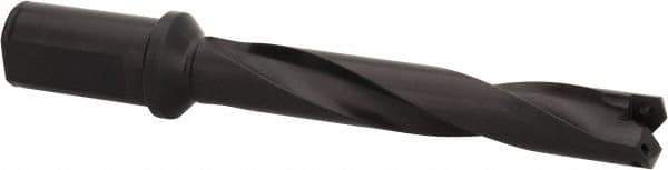 Allied Machine and Engineering - Series 2, 31/32 to 1-3/8" Diam, 1-1/4" Diam Straight Shank with Flange, Helical Flute Spade Drill - 5-3/8" Max Depth, 7-13/64" Body Length, 9-11/32" OAL, Intermediate Length, Through Coolant - Industrial Tool & Supply