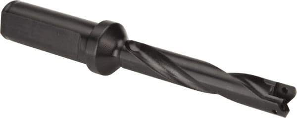 Allied Machine and Engineering - Series 0, 33/64 to 11/16" Diam, 3/4" Diam Straight Shank with Flange, Helical Flute Spade Drill - 2-1/2" Max Depth, 3-47/64" Body Length, 5-21/32" OAL, Standard Length, Through Coolant - Industrial Tool & Supply