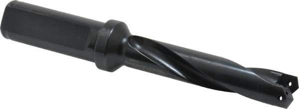 Allied Machine and Engineering - Series 0.5, 39/64 to 11/16" Diam, 3/4" Diam Straight Shank with Flange, Helical Flute Spade Drill - 2-1/2" Max Depth, 3-47/64" Body Length, 5-21/32" OAL, Standard Length, Through Coolant - Industrial Tool & Supply