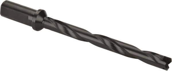 Allied Machine and Engineering - Series 1, 45/64 to 15/16" Diam, 1" Diam Straight Shank with Flange, Helical Flute Spade Drill - 6-5/8" Max Depth, 8-15/64" Body Length, 10-3/8" OAL, Standard Length, Through Coolant - Industrial Tool & Supply