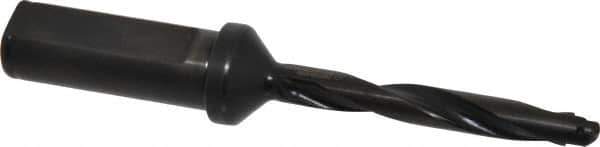 Allied Machine and Engineering - Series Y, 3/8 to 27/64" Diam, 3/4" Diam Straight Shank with Flange, Helical Flute Spade Drill - 2-3/8" Max Depth, 3-5/8" Body Length, 5-9/16" OAL, Standard Length, Through Coolant - Industrial Tool & Supply