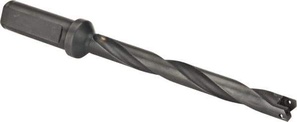 Allied Machine and Engineering - Series 0, 33/64 to 11/16" Diam, 3/4" Diam Straight Shank with Flange, Helical Flute Spade Drill - 4-1/2" Max Depth, 5-47/64" Body Length, 7-21/32" OAL, Extended Length, Through Coolant - Industrial Tool & Supply