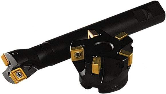 Seco - 3" Cut Diam, 1" Arbor Hole, 0.43" Max Depth of Cut, 87° Indexable Chamfer & Angle Face Mill - 6 Inserts, SC.. 1206 Insert, Right Hand Cut, 6 Flutes, Through Coolant, Series R220.79 - Industrial Tool & Supply