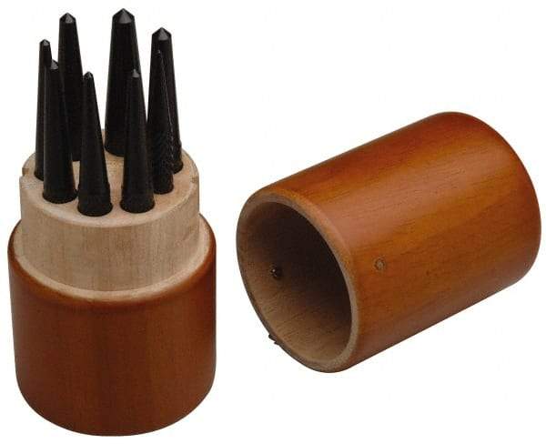 SPI - 8 Piece, 1/16 to 7/32", Center Punch Set - Round Shank, Comes in Custom Wood Case - Industrial Tool & Supply
